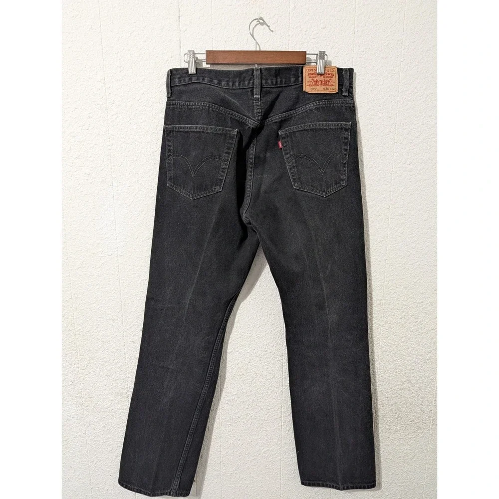 Vintage Levi's 505XX Regular Fit Men's Straight Jeans Size 36x34 Black Dark Wash